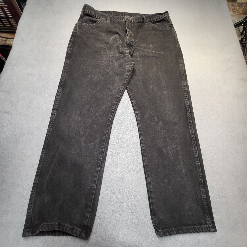 Rustler‎ Jeans Mens 38x29 Black Straight Leg Distressed Denim Workwear